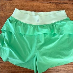 Athleta 2-in-1 layered athletic shorts green medium